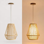 12 Inch Pendant Light, Hanging Ceiling Lamp with Handwoven Bamboo Basket Shade, Adjustable Pendant Fixture for Kitchen Island, Dining Room, Bedroom - color: NATURE
