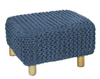 COTTON CRAFT Braided Footrest - Handknitted Dori Foot Stool with Sturdy Wood Legs – Handmade Boho Leg Rest - Small Spaces Under Desk Living Room Entryway Low Footstool Pouf - 16.5x12x9.5 - Blue - color: Cotton - Blue