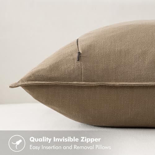 MIULEE Neutral Navy Linen Pillow Covers Pack of 4 Decorative Natural Throw Pillow Covers Soft Accent Boho Farmhouse Couch Pillowcases Coastal Home Decor for Living Room Bed Sofa 18x18 Inch