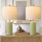 G-SAFAVA 20.5" Small Table Lamps for Living Room Lamp Set of 2 Ceramic Lamps for Bedroom Bedside Lamps Modern Boho Lamps for Night Stands Farmhouse Nightstand Lamp Side End Table Lamp, Light Green - color: Light Green