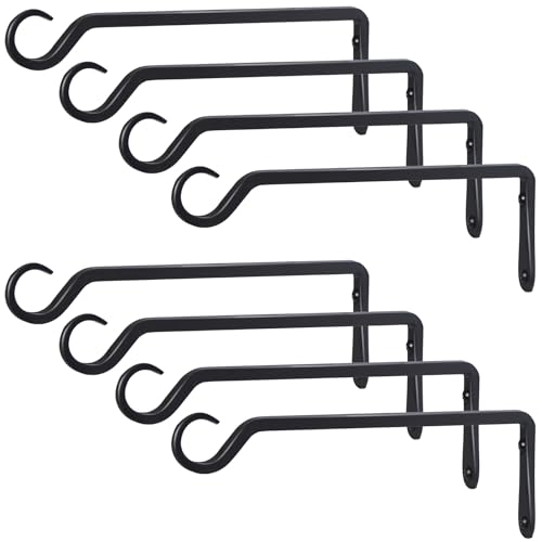 AILIN YELOKIE 12" Plant Hangers 8-Pack - Heavy Duty Rust-Resistant Steel Hooks for Bird Feeders, Indoor/Outdoor Plants & Wall Decor, Black - color: Black, size: 12in-8-Black