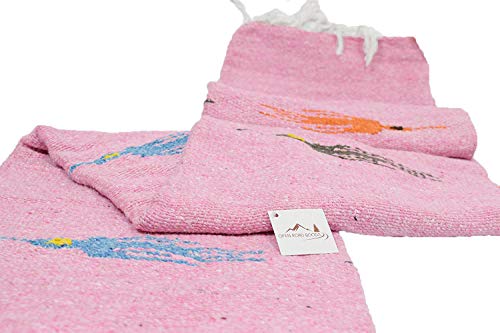 Open Road Goods Mexican Thunderbird Yoga Blanket, Handwoven Throw for Yoga, Meditation, and Home Décor – Versatile Blanket for Beach, Picnic, Camping, or Outdoor Use - color: Pastel Pink