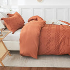 EMME Duvet Cover Set Microfiber, Tufted King Duvet Cover Set, Boho Bedding Sets for All Seasons, 3 Pieces Embroidery Chic Duvet Cover Full, 1 Duvet Cover + 2 Pillowcases (Pumpkin, King) - color: 23 - Pumpkin, size: King(104"×90")