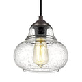 ELYONA 8 Inch Pendant Light Fixtures Seeded Bubble Glass Hanging Light Industrial Pendant Lighting for Kitchen Island Farmhouse Bar Bathroom Dining Room Oil Rubbed Bronze Finish - color: Bronze
