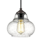 ELYONA 8 Inch Pendant Light Fixtures Seeded Bubble Glass Hanging Light Industrial Pendant Lighting for Kitchen Island Farmhouse Bar Bathroom Dining Room Oil Rubbed Bronze Finish - color: Bronze