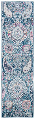 SAFAVIEH Madison Collection Runner Rug - 2'3" x 8', Blue & Grey, Boho Chic Glam Paisley Design, Non-Shedding & Easy Care, Ideal for High Traffic Areas in Living Room, Bedroom (MAD600M) - color: Blue/Grey, size: 2'3" x 8' (Runner)