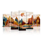 KLVOS Abstract Mountain Canvas Wall Art Large Nature Scenery Wall Decor Sunrise Desert Cactus Wilderness Minimalism Rustic Landscape Picture Print Artwork for Living Room Bedroom Office Home Decor