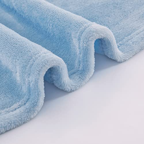 JIAHANNHA Flannel Fleece Ice Blue Blanket Throw Size(50 by 60 Inches),Light Blue Throw Blanket for Couch Sofa Bed,Super Soft Plush Cozy and Lightweight Warm Bed Blanket for All Season - color: Light Blue, size: Throw(50"×60")