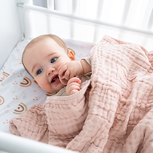 Comfy Cubs Muslin Baby Blanket - Soft, Lightweight, 6-Layer Cotton Swaddle Blankets for Newborns, Infants & Toddlers - 40" x 40" Large, Breathable & Versatile for Sleeping & Tummy Time - Blush - color: Blush, size: Baby - 40" X 40"