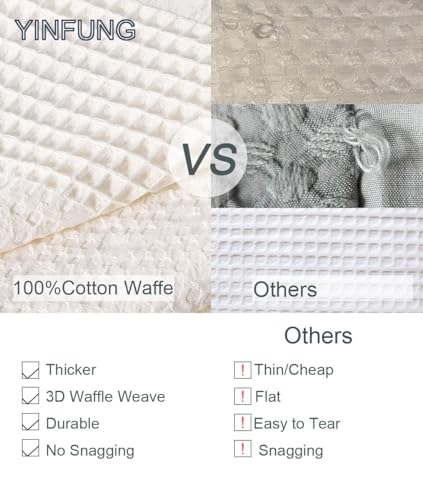 YINFUNG Waffle Duvet Cover Beige 100% Cotton Cream King Textured Off White Ivory Waffle Weave Knit Striped Tufted Geometric Bedding Set Hotel 104x90 - color: Ivory, size: King