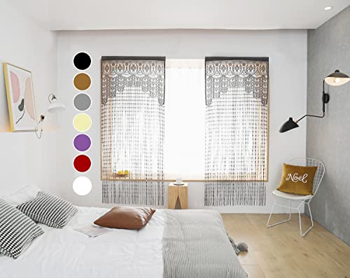 HSYLYM String Door Privacy Lace Curtain Macrame Boho Doorway Window Curtains for Wall Divider Windows Door Covers Decorative Room Separation (35×79in/90×200cm,Grey) - color: Grey, size: 35"W x 79"L (Pack of 1)