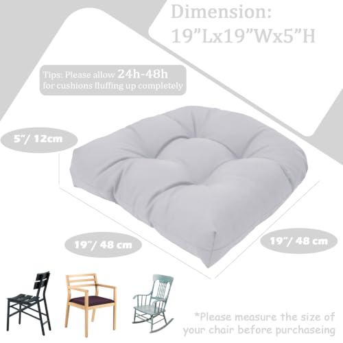 MTMR Water-Repellent Outdoor Chair Cushions Set of 2, 19”X19” Patio Chair Cushions with High Elasticity PP Cotton, Thick Tufted Outdoor Patio Furniture Cushions, Seat Cushions for Outdoor Furniture - color: Gray