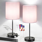 Lynnoland Set of 2 Touch Control Table Lamps, 3-Way Dimmable Bedside Nightstand Lamps for Bedroom Living Room Nursery, 800 Lumens 5000K Warmlight Bulbs Included - color: (2 Pack)Pink & Black(Base)-5000K Bulbs Included