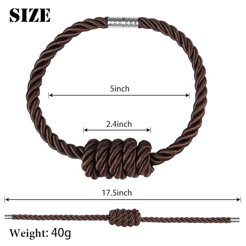 BEL AVENIR Magnetic Curtain Tiebacks, Decorative Drapery Holdbacks Modern Woven Tie-Backs with Exquisite Knot (Coffee, 2 Pack) - color: Coffee, size: 2 Pack