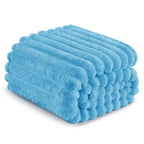 Exclusivo Mezcla Queen Size Flannel Fleece Blanket, Super Soft Striped Jacquard Bed Blanket, Lightweight Fuzzy Cozy for All Seasons, 90x90 Inches, Blue - color: Blue, size: Queen ( 90x90 IN )