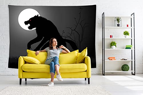 feelacle Werewolf Tapestry 60" X 40" Wolf Wall Hanging Party Decorations Home Decor For Bedroom Living Room Dorm (150 X 100cm) - color: Werewolf, size: 60"L x 40"W