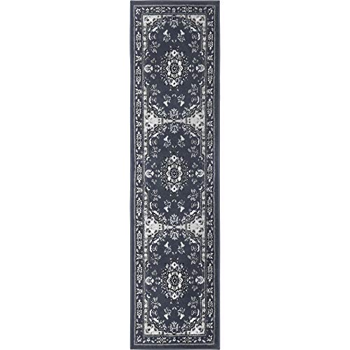 Home Dynamix Premium Sakarya Traditional Medallion Border Area Rug, Midnight Blue, 1'9"x7'2" Runner - color: Blue/Ivory, size: 1'9" x 7'2" (Runner)