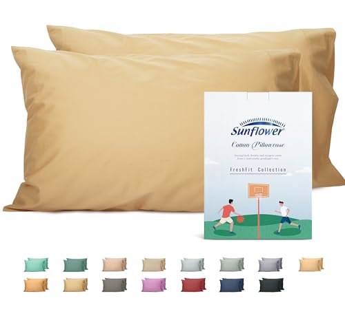 Sunflower Queen Pillowcases Set of 2, 100% Cotton Queen Size Pillow Cases 2, 20×30 inches Butterum, Soft and Breathable - color: Butterum, size: Queen (20"x30")