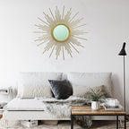 24'' Gold Sunburst Wall Mirror Boho Home Decor Mordern Round Hanging Wall Art for Living Room/Bedroom/Bathroom/Entryway