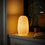 RONDURE 9.5" Modern Ceramic Table Lamp, Fully Dimmable Bedside Lamp for Bedroom Living Room Nightstand, White Translucent Ceramic Shade, Warm Ambient Decorative Corded Lighting, Bulb Included - style: Terra