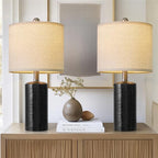 G-SAFAVA 20.5" Small Table Lamps for Living Room Lamp Set of 2 Ceramic Lamps for Bedroom Bedside Lamps Modern Boho Lamps for Night Stands Farmhouse Nightstand Lamp Side End Table Lamp, Black - color: Black