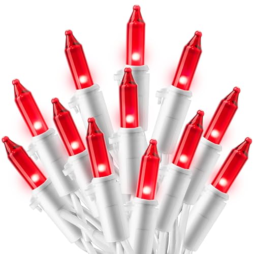 Joiedomi Christmas String Lights Indoor,100 Count Mini Red Light,21.4 FT Lighting Decor for Patio Dorm Classroom Bedroom Holiday Wedding Party Garland Birthday Festival,White Wire - color: Red, size: 100ct