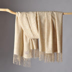 CUDDLE DREAMS Premium Cashmere Throw Blanket with Fringe, Luxuriously Soft (Paisley Beige) - color: Paisley Beige