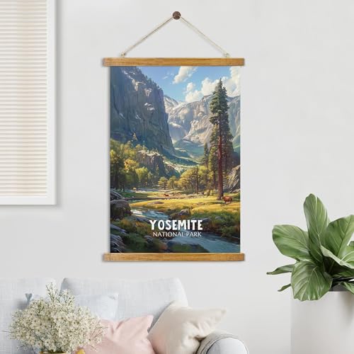 ABoby Vintage Yosemite National Park Posters - Travel Posters Wall Art for Home, Office - Retro Style Wall Decor with Wood Frames - Ready to Hang - color: Yosemite