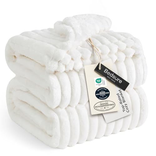 Bedsure GentleSoft Large Fleece Blanket for Bed - Cozy Soft Throw Blankets for Women, Cute Large Throws for Girls, Off White, 120x120 Inches - color: Off White, size: Large