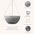 LA JOLIE MUSE Large Hanging Planters for Indoor Outdoor Plants, Hanging Flower Pots Marble Pattern (13.2 Inch,Set of 2) - color: Marble Pattern