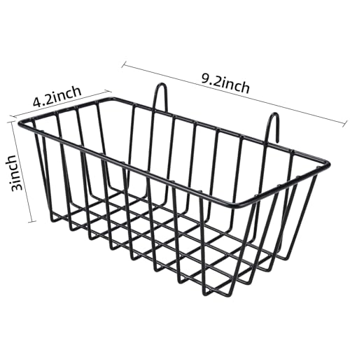 Yaegoo 6 Pack Wire Baskets, Wall Grid Panel Hanging Wire Basket, Black