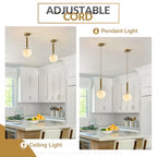 BOKT Mid Century Modern Gold Globe Pendant Light Milk White Opal Glass Pendant Light 1 Light Farmhouse Brushed Brass Mini Hanging Pendant Lights Kitchen Island for Bathroom Bedroom Hallway (Gold) - color: Gold