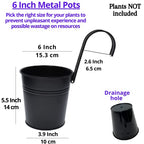 LaLaGreen Railing Planter 10 Pack, 6 Inch Hanging Flower Pot Black, Outdoor Large Metal Iron Fence Bucket, Balcony Garden Wall Deck Porch Patio Rail Decor Hanger Hook Farmhouse Balcony 6'''' (15cm) - size: 6 Inch (Black)