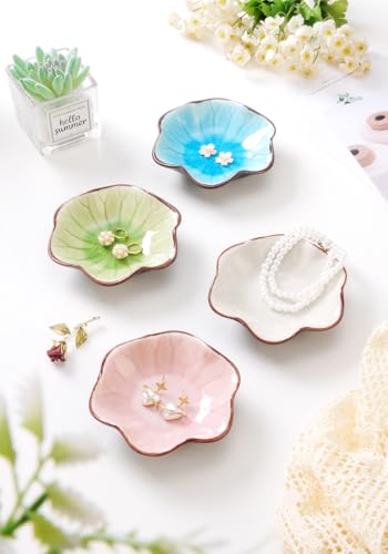 JAMEND CLXP Ice Cracking Leaf Jewelry Dish, Decorative Ring Holder Small Trinket Tray Bowl, Gifts for Daughter Mom Friends, Grass Green. - color: Grass Green-Ice