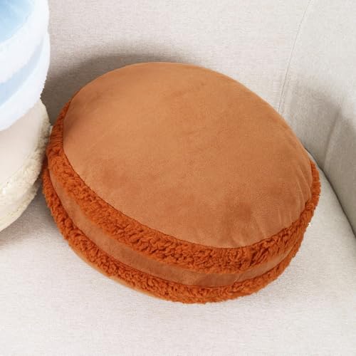Round Throw Pillow 16x16 Macaron Down-Like Polyester Filling Super Soft Ultra Fluffy Feather-Like Touching Round Floor Pillow 40x40cm Home Décor Circle Cushion for Couch, Brown 1 Piece - color: Brown, size: 16"D x 16"W x 6.5"H