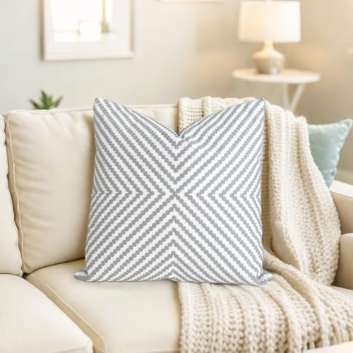 Slow Cow Decorative Embroidery Cushion Cover Grey Dots Embroidered Throw Pillow Cover 18 x18 Inches - color: Grey Dots, size: 18" x 18" (Pack of 1)