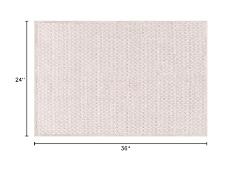 CAMILSON Easy Jute Rug 2x3, Indoor Outdoor Off-White Farmhouse Area Rugs for Living Room and Kitchen Rug, Solid Woven Design, Easy-Cleaning, Washable Outside Carpet Alfombras (2 x 3) - color: Basketweave/Bone, size: 2' x 3' (Rectangular)