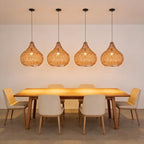 Pendant Light Fixtures Black Boho Chandelier 15.7-inch Rattan Shade Dome Light Fixtures Mid Century Farmhouse Pendant Lamps for Dining Room Kitchen Island Over Table, 1-Light - color: Black Rattan, 15.7", 1-Light