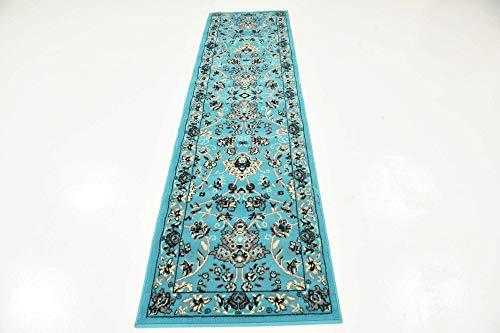 Unique Loom Sialk Hill Collection Area Rug - Washington (2' 2" x 8' 2" Runner Turquoise/Black) - color: Turquoise/Black, size: 2'2" x 8'2" (Runner)