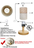 AFORTLO Table Desk Lamp, Small Fabric Boho Decorative Nightstand Night Light Solid Wood Base Lamp for Bedroom,Living Room,End Table or Office with Bulb (Brown Knit Fabric)