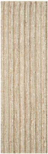 SAFAVIEH Natural Fiber Collection Runner Rug - 2'6" x 8', Sage & Natural Brown, Handmade Jute, Farmhouse Style, Chunky Textured Thick Pile (NF447S) - color: Sage/Natural, size: 2'6" x 8' (Runner)
