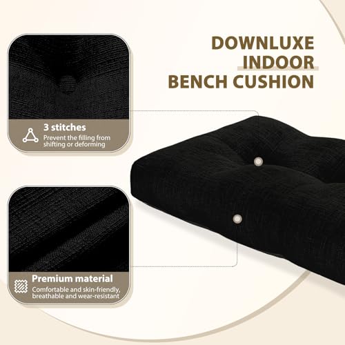 downluxe Indoor Bench Cushion for Indoor Furniture, Non-Slip Tufted Overstuffed Textured Foam Bench Seat Cushion, 36" X 14" X 4", Black, 1 Pack - color: Black, size: 36x14 Inch (Pack of 1)