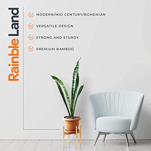 RAINBLELAND Indoor Plant Stand, Adjustable Wooden Tall Plant Stand, Indoor Planter Holder, Mid Century Modern Planter Outdoor Bamboo Holder, Fits 8 9 10 11 12 in Wide Basket, Expandable Pedestal Only - color: Bamboo