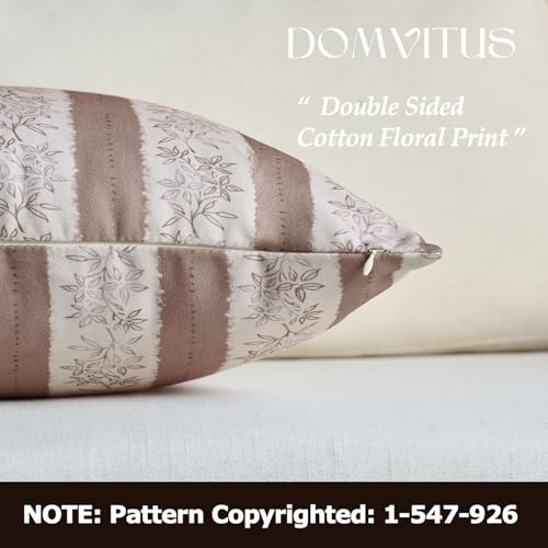 DOMVITUS Floral Pillow Covers 20x20 Inch Set of 2, Vintage Striped Block Print Decorative Throw Pillow Covers Neutral Farmhouse Boho Home Decor for Couch Sofa Bed Living Room, Brown - color: Brown, size: 20" x 20" (Pack of 2)