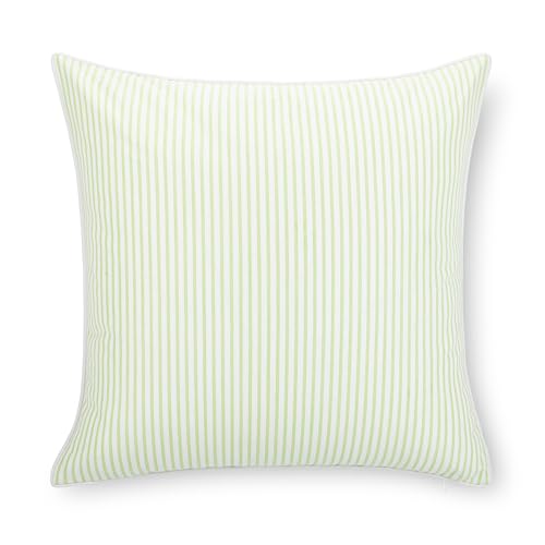 Hofdeco Premium Coastal Hampton Outdoor Performance Throw Pillow Cover Only, 22"x22" Water Repellent, UV and Fade Resistant for Backyard, Couch, Poolside, Grass Green Woven Coastline Stripes - color: Grass Green Coastline Stripes 22"x22"