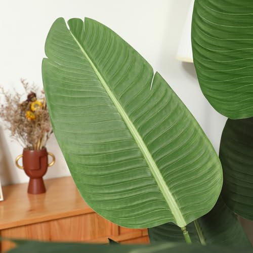 Ferrgoal 4FT Artificial Bird of Paradise Plant with Decorative Basket, Tall Faux Palm Tree with 8 Trunks, Realistic Silk Greenery for Home Office Indoor Outdoor Décor - size: 4 ft