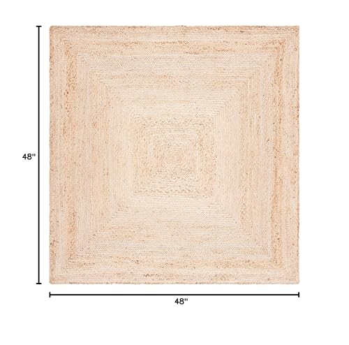 SAFAVIEH Area Rug 4' Square - Cape Cod Collection- Natural Brown, Handmade Braided Flat Weave Jute (CAP252A) - size: 4' x 4' (Square)