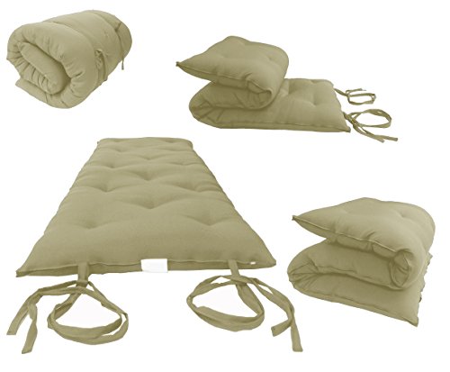 Twin Size Traditional Japanese Floor Futon Mattresses, Tatami Foldable Cushion Mats, Yoga, Meditaion 80 x 39 x 3 (Tan) - color: Tan