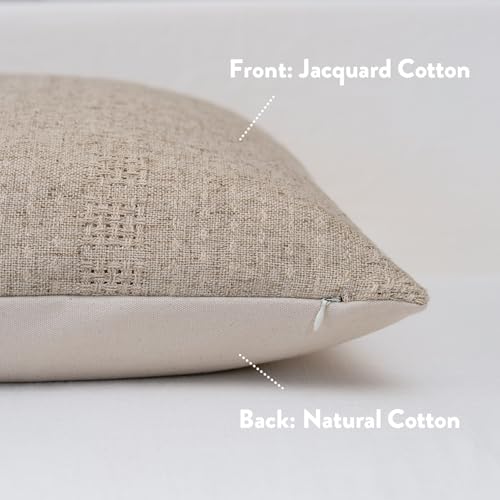 FIOUOVO Decorative Neutral Throw Pillow Covers 18x18 Farmhouse Pillow Covers Cotton Stripe Cushion Covers Home Decor for Sofa Couch Living Room Bedroom 1PC, Waffle - color: Waffle Stripe, size: 18" x 18" (Pack of 1)