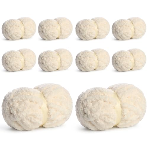 10 Pack Jumbo Chenille Yarn for Crocheting, #10 Super Bulky Baby Soft Yarn for Hand Knitting, 220 yds /70.5 oz Fluffy Chunky Knit Throw Blanket Yarn (Milky White) - color: Milky White